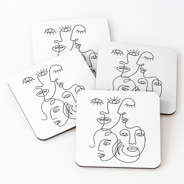 Item preview, 4 Ethnic Women One Line Art Drawing / white designed and sold by SoccaTamam.