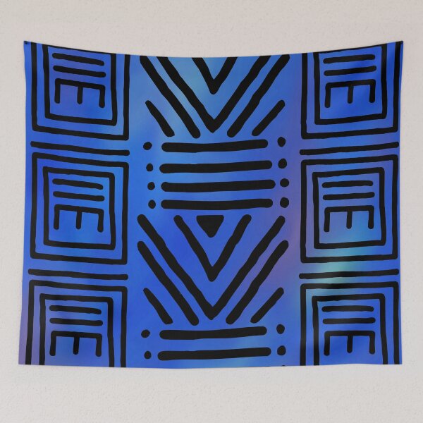 Item preview, Blue Rainbow African Geometric Pattern designed and sold by funkyvibes.