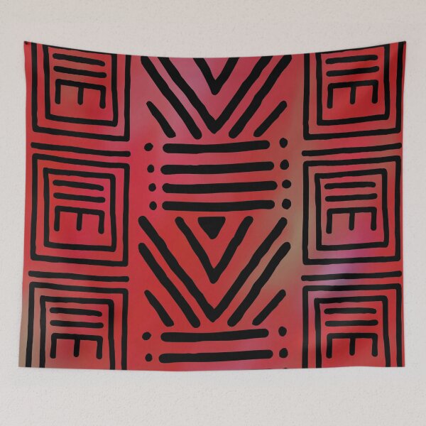 Item preview, Red Colorful African Geometric Pattern designed and sold by funkyvibes.