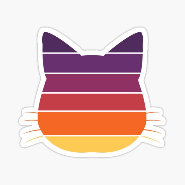 Dark Sunset Cat Face with Whiskers Sticker