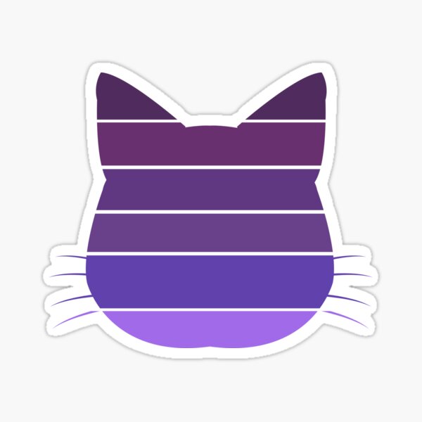 Purple Sunset Cat Face with Whiskers Sticker
