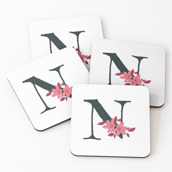Item preview, Pink floral N monogram designed and sold by Coffee Lifestyle.