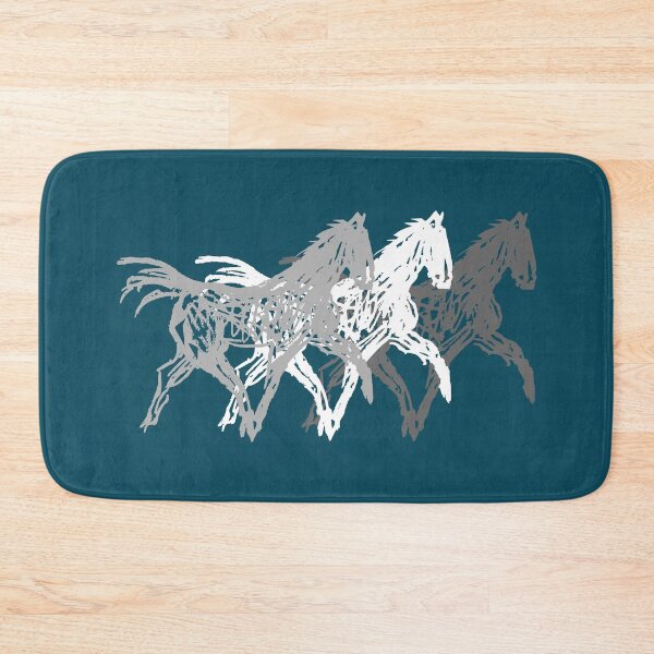 Item preview, Cute Three Abstract Wild Free Horses Trotting in Grey and White  designed and sold by DappleDesign.
