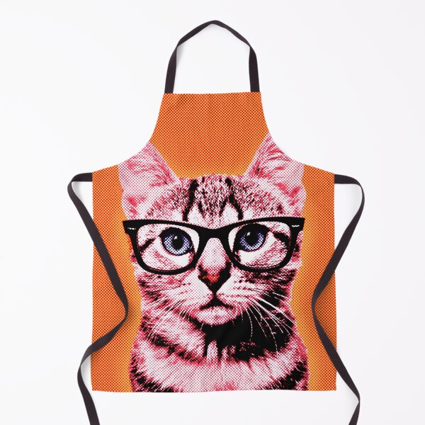 Item preview, Pop Art Geek Cat in Orange Background - Print / Home Decor / Wall Art / Poster / Gift / Birthday / Cat Lover Gift / Animal print Canvas Print designed and sold by Furry And  Purry.
