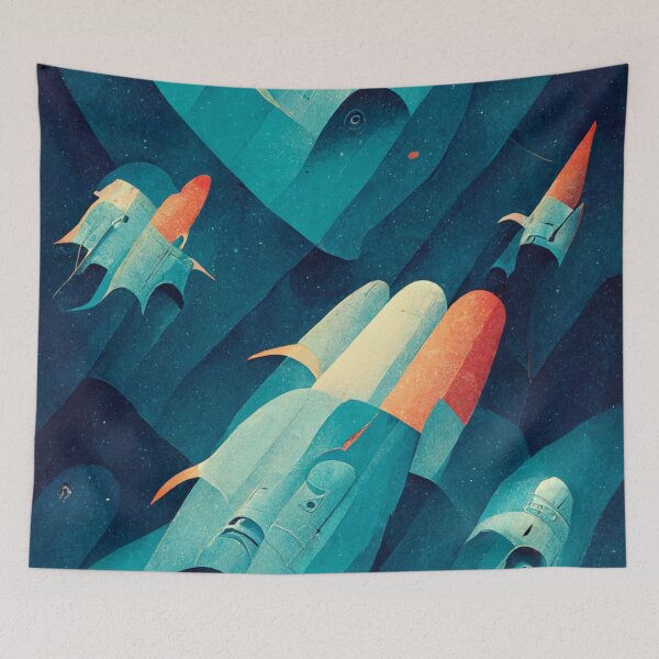 Item preview, Rockets pattern wallpaper designed and sold by ontano.