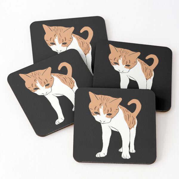 Item preview, cute curious ginger cat looking down, yellow, brown and white designed and sold by xiape.