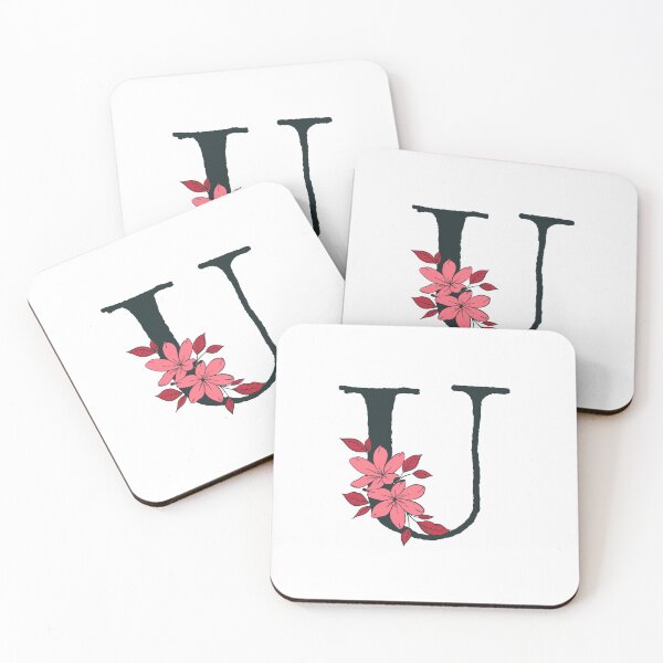 Item preview, Pink floral U monogram designed and sold by Coffee Lifestyle.