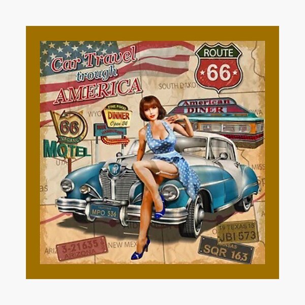 Rockabilly Garage Poster, Hot Rod Pinup Girl Man Cave Art, Retro Garage  1950s Wall Display Classic Car Gas Station, Sexy Pinup Girl Gift 