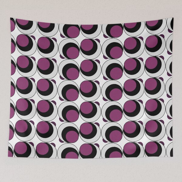 Item preview, Vintage Retro Groovy Swirl Dots 70s 60s Eighties Seventies Sixties  Dots Dots Polka Dots Poka Dots Circles Purple Black White Plum designed and sold by fairy-taler.