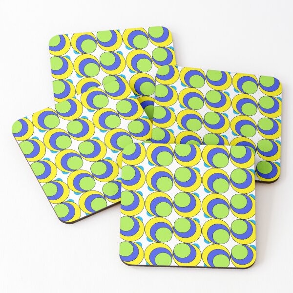 Item preview, Copy of Vintage Retro Groovy Swirl Dots 70s 60s Eighties Seventies Sixties  Dots Dots Polka Dots Poka Dots Circles Lime Blue Yellow Cyan designed and sold by fairy-taler.
