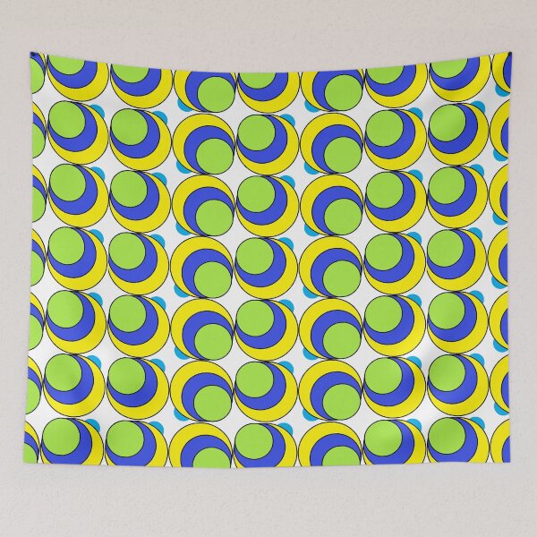 Item preview, Copy of Vintage Retro Groovy Swirl Dots 70s 60s Eighties Seventies Sixties  Dots Dots Polka Dots Poka Dots Circles Lime Blue Yellow Cyan designed and sold by fairy-taler.
