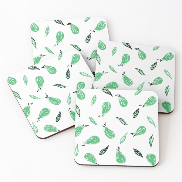 Item preview, White and Green Leafy Pears designed and sold by Carolina Diaz.