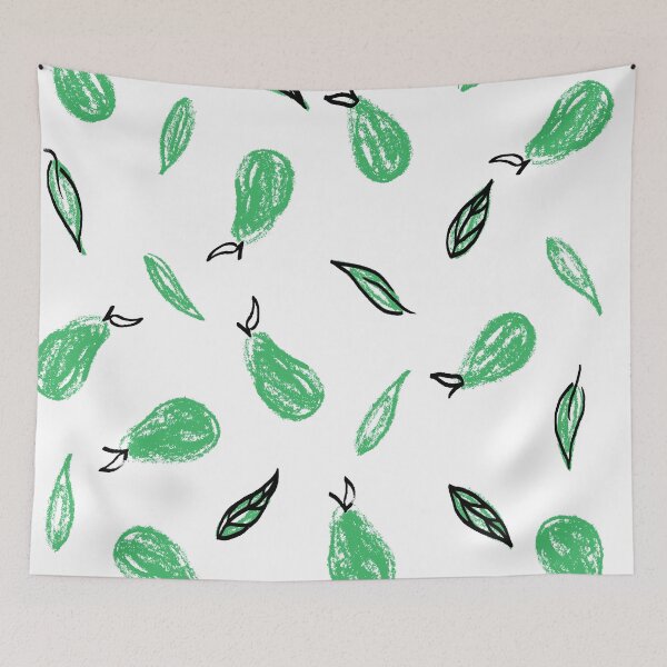 Item preview, White and Green Leafy Pears designed and sold by Carolina Diaz.