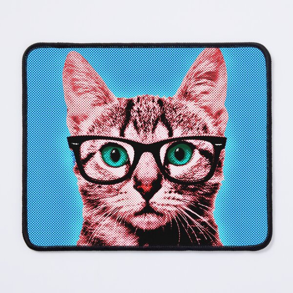 Item preview, Pop Art Geek Cat in Bkue Background - Print / Home Decor / Wall Art / Poster / Gift / Birthday / Cat Lover Gift / Animal print Canvas Print designed and sold by Furry And  Purry.