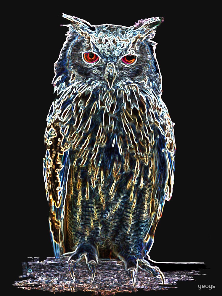 Owls Motifs> Colorful majestic glowing owl> owls by yeoys