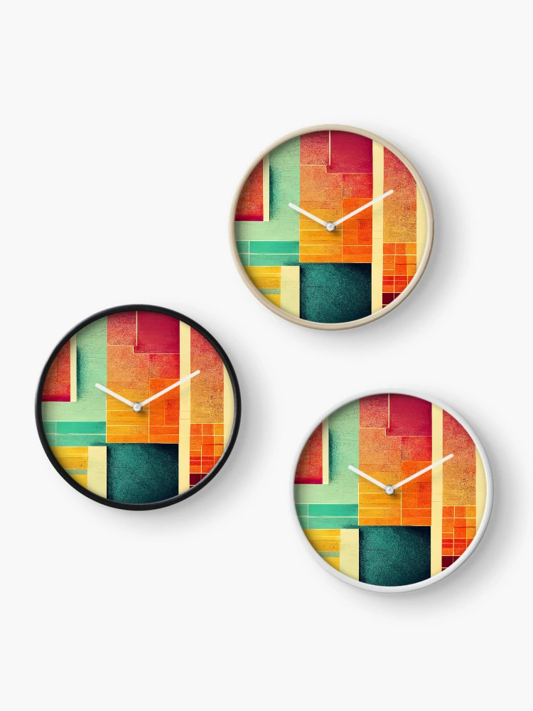 Thumbnail 3 of 4, Clock, Colorful Abstract Pattern [12] designed and sold by FreshAirShop.