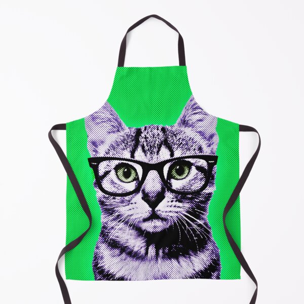 Item preview, Pop Art Geek Cat in Green Background - Print / Home Decor / Wall Art / Poster / Gift / Birthday / Cat Lover Gift / Animal print Canvas Print designed and sold by Furry And  Purry.