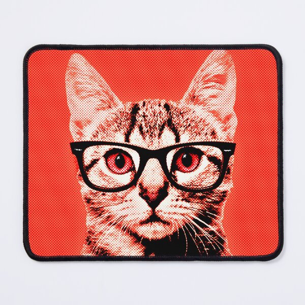 Item preview, Pop Art Geek Cat in Red Background - Print / Home Decor / Wall Art / Poster / Gift / Birthday / Cat Lover Gift / Animal print Canvas Print designed and sold by Furry And Purry.