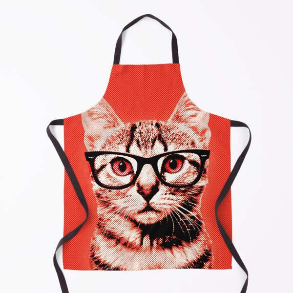 Item preview, Pop Art Geek Cat in Red Background - Print / Home Decor / Wall Art / Poster / Gift / Birthday / Cat Lover Gift / Animal print Canvas Print designed and sold by Furry And  Purry.