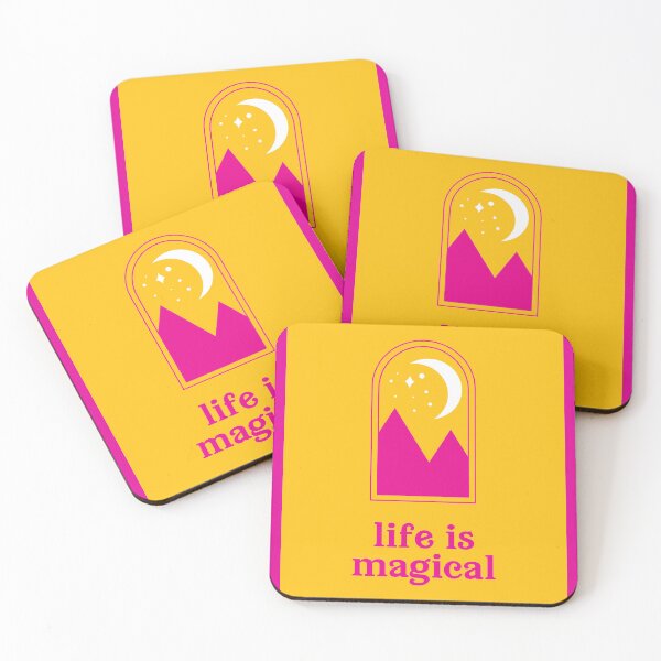 Item preview, Life Is Magical - Positive message in bright yellow and pink designed and sold by SirenSeventyOne.