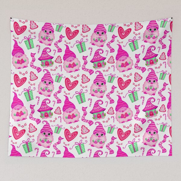 Artikelvorschau, Pink Gnome, Geschenke & Süßigkeiten - Weihnachtsmuster entworfen und verkauft von Edenglow Prints & Peculiars.