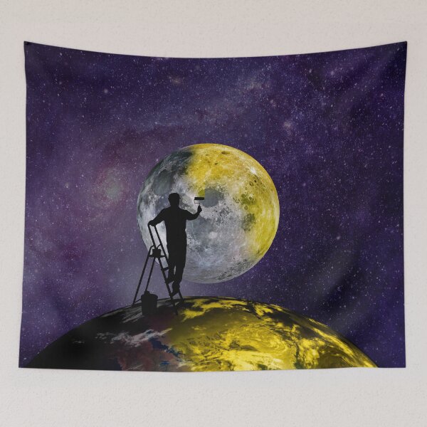 Item preview, planet colour. Moon painting from earth designed and sold by ApurwaArtShop.