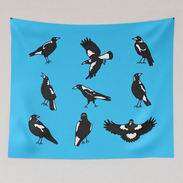 Item preview, Many Magpies on Blue designed and sold by Digitaldingo.