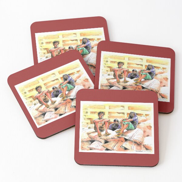 Item preview, Rice Bag Laborers On Break - Watercolor Print By Don Sylvester designed and sold by DonSylvester.