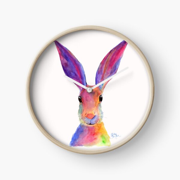 HARE RaBBiT PRiNTS 'JELLY BEAN' BY SHIRLEY MACARTHUR Clock