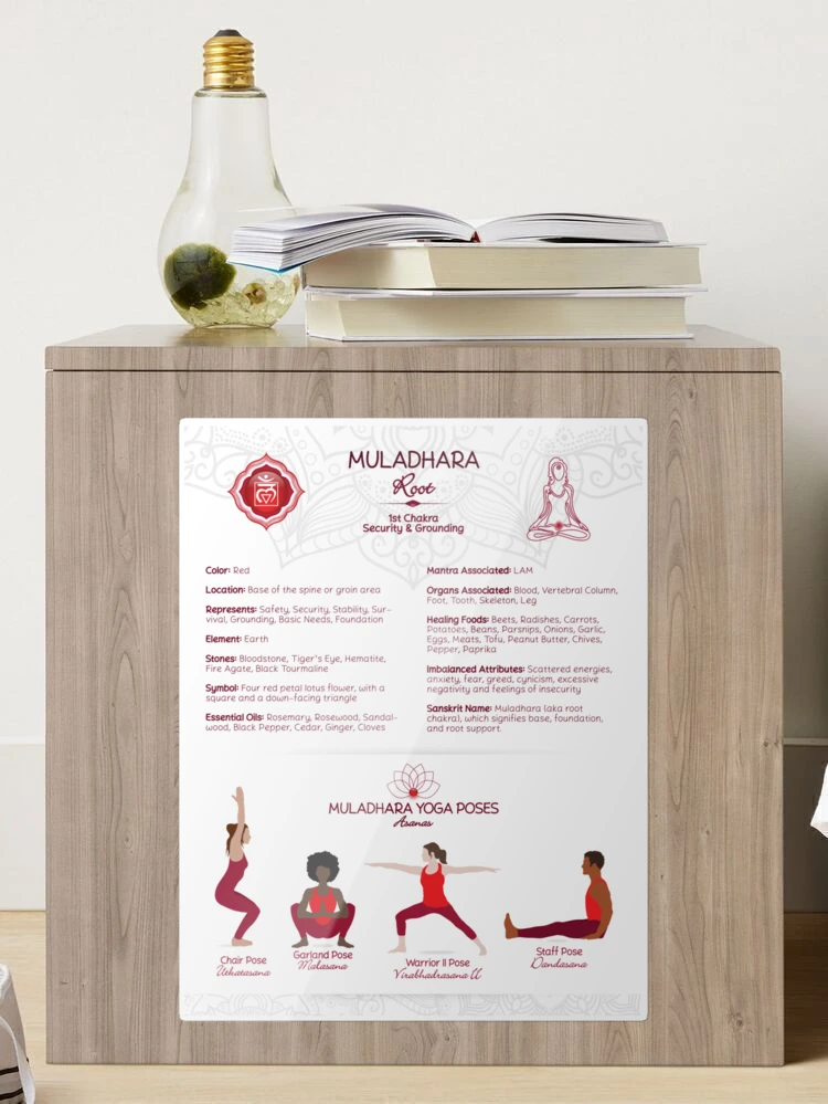 Yoga Asanas (Poses) Root Chakra Chart - 75 WBG-P Art Board Print for Sale  by chakraplaza