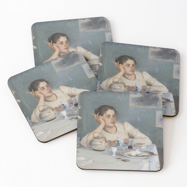Aperçu de l'œuvre Woman at Breakfast Table Vintage Wall Art créée et vendue par vintagevivian.