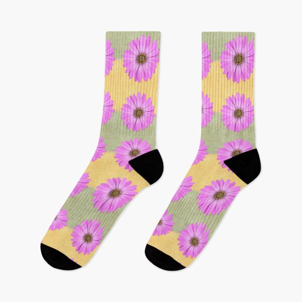 Item preview, Purple African Daisy Flower on Green Orange Textured Background designed and sold by FAROSSTUDIO.