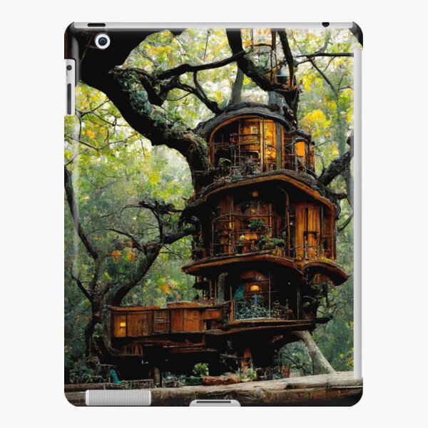 "Forest Theme Tree House Midjourney " iPad Case & Skin for Sale by