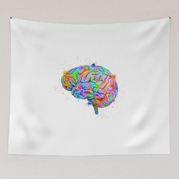 Item preview,  Human Brain Anatomy : Colorful anatomical Brain in Watercolor and ink canva designed and sold by HA  Design.
