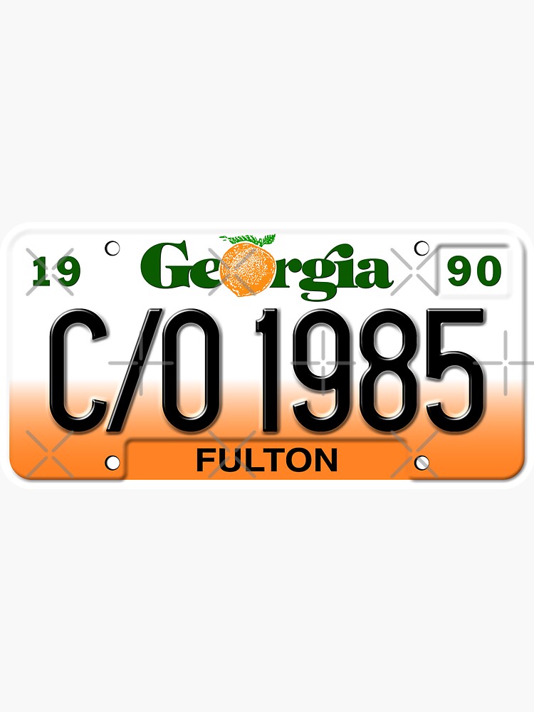 License Plate C/O 1985 Fulton County front" Sticker for Sale
