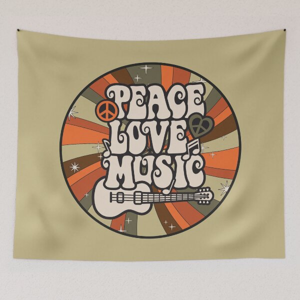 Item preview, Peace, Love and Music Retro Guitar designed and sold by bolimj.