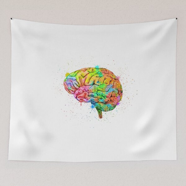 Item preview, Human Brain Anatomy : Colorful anatomical Brain in Watercolor and ink canva designed and sold by HA  Design.