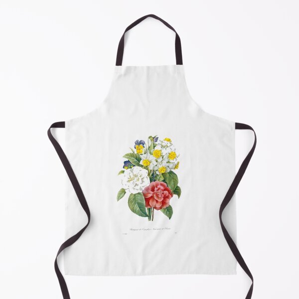 Item preview, P.J. Redoute vintage colorful flowers botanical illustration.  pink and white camellia, yellow and white daffodils, blue and yellow pansies. designed and sold by naturematters.