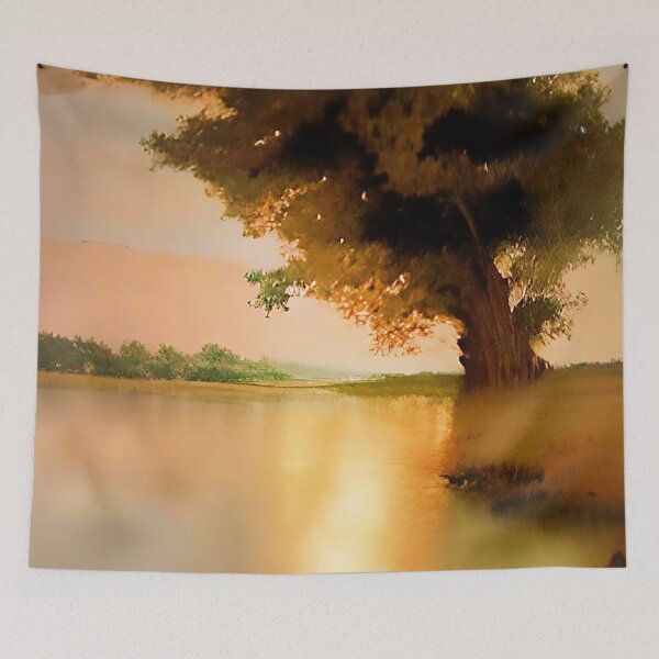 Item preview, Impressionism painting of tree at sunset by lake tree designed and sold by CattlettArt.