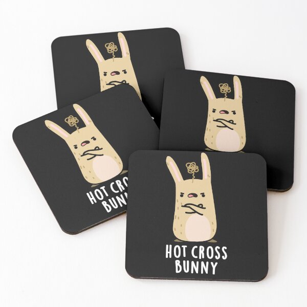 Item preview, Hot Cross Bunny Funny Angry Rabbit Puns (Dark BG) designed and sold by punnybone.