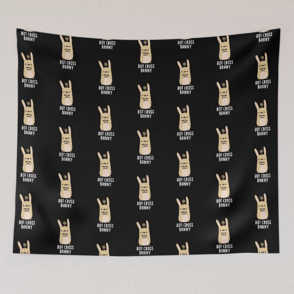 Item preview, Hot Cross Bunny Funny Angry Rabbit Puns (Dark BG) designed and sold by punnybone.