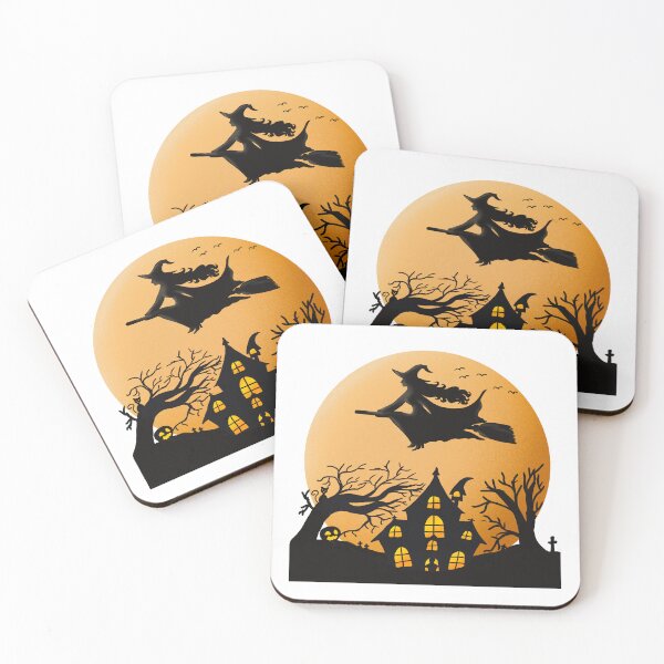 Item preview, Flying Witch Haunted House with Orange Moon designed and sold by BraveNewDesigns.