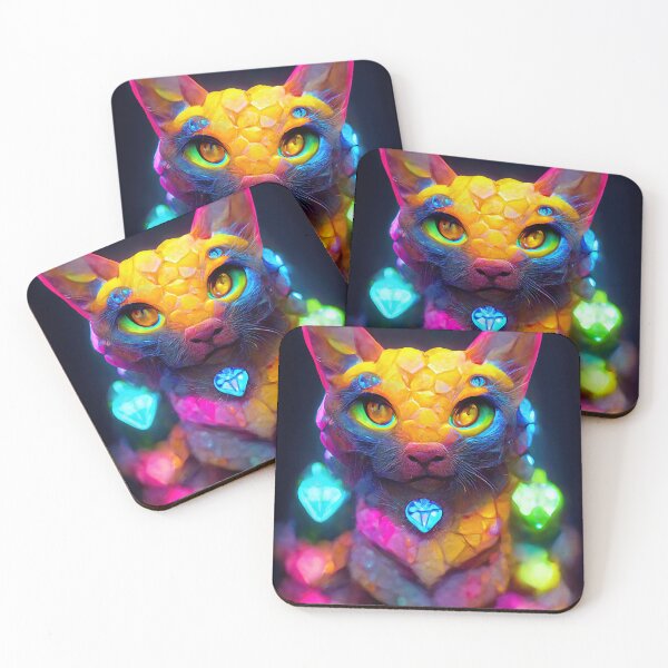 Item preview, A Neon Cat Made Of Gems designed and sold by WoolKing.