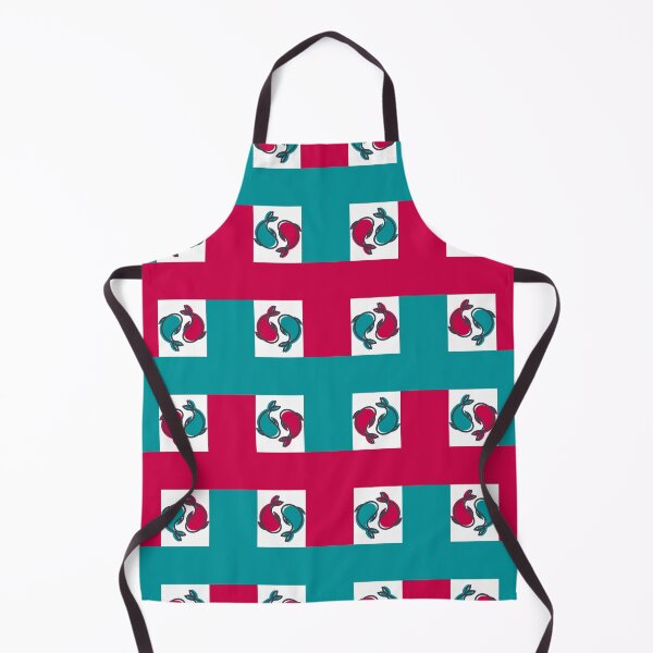 Item preview, Playful Square Geometric Optical Illusion Fish Duo in Vibrant Red and Teal designed and sold by SpEnMaDesigns.