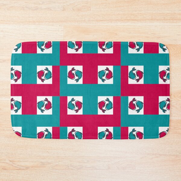 Item preview, Playful Square Geometric Optical Illusion Fish Duo in Vibrant Red and Teal designed and sold by SpEnMaDesigns.
