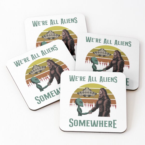 Item preview, We're All Aliens Somewhere , Bigfoot and Alien greeting  designed and sold by GarnersDesigns.