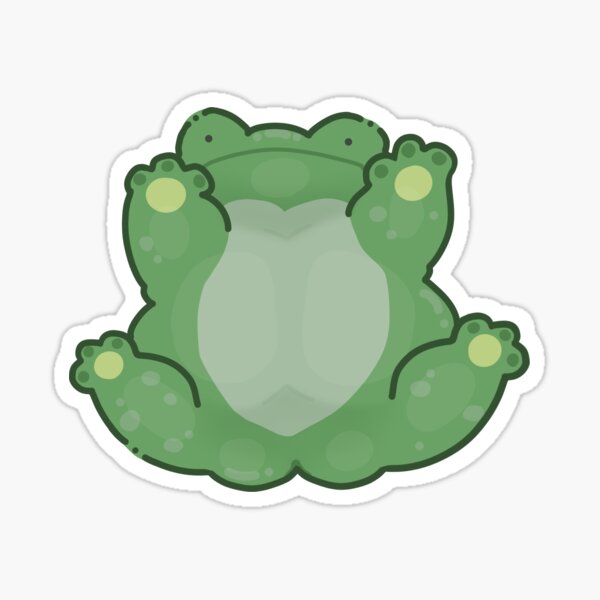 "Chubby frog belly sticker, green cute frog" Sticker for Sale by
