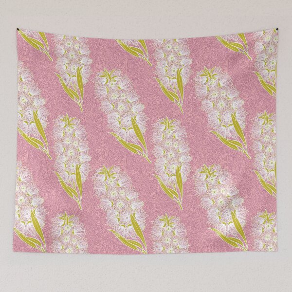 Item preview, Callistemon Bottlebrush Pattern - Pink, Green And White designed and sold by Sketchbook Designs.