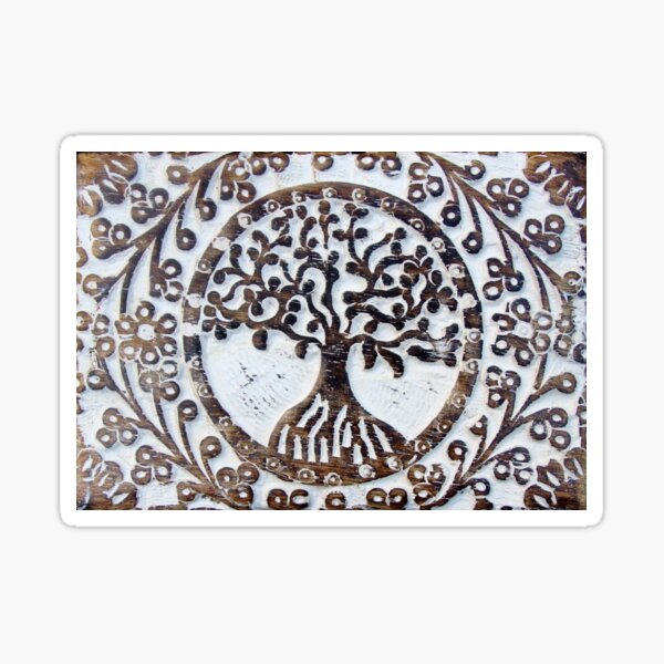 Tree of life Carving. Adelaide Artist Avril Thomas at Magpie Springs  Sticker