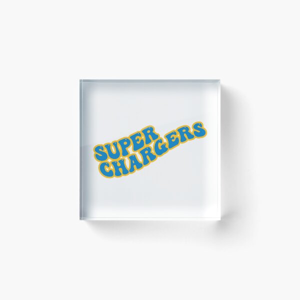 Item preview, Super Chargers Groovy with Powder Blue Text and Yellow Outline designed and sold by rickcel.